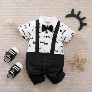 100% Cotton Bow Tie Short Sleeve Baby Jumpsuit (9 Designs)