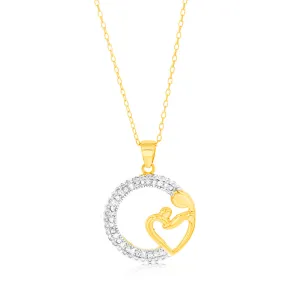 1/10 Carat Diamond Mother & Child Two Toned Silver Pendant
