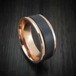 14K Rose Gold and Black Titanium Men's Ring
