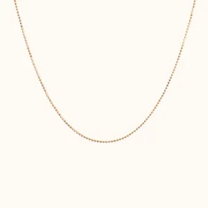 14K Solid Gold Disco Ball Bead Chain Necklace