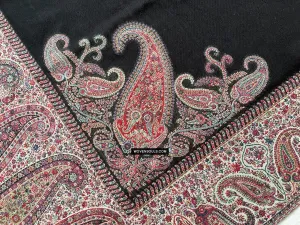 1695 SOLD Black Boteh Shawl from Kashmir