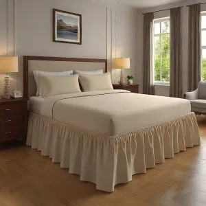 16" Inch Drop Wrap-Around Bed Skirt Ivory 1-Piece Egyptian Cotton