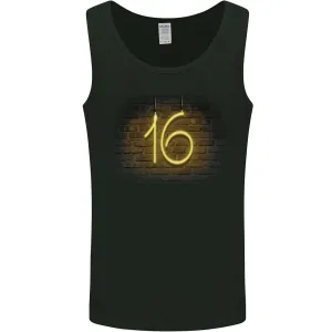 16th Birthday Neon Lights 16 Year Old Mens Vest Tank Top