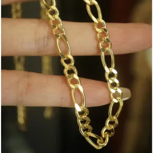 18K Pure Gold Figaro Chain Necklace Real AU750 Solid Gold Chain Beautiful Upscale Trendy Classic Party Women Fine Jewelry