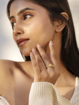18KT Gold Plated Stainles Steel Tarnish Free Waterproof Demi-Fine Textured Finger Ring