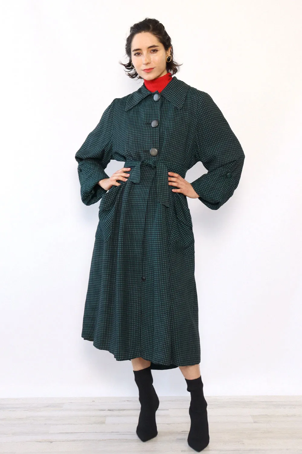 1940s Checkered Gabardine Jacket M/L