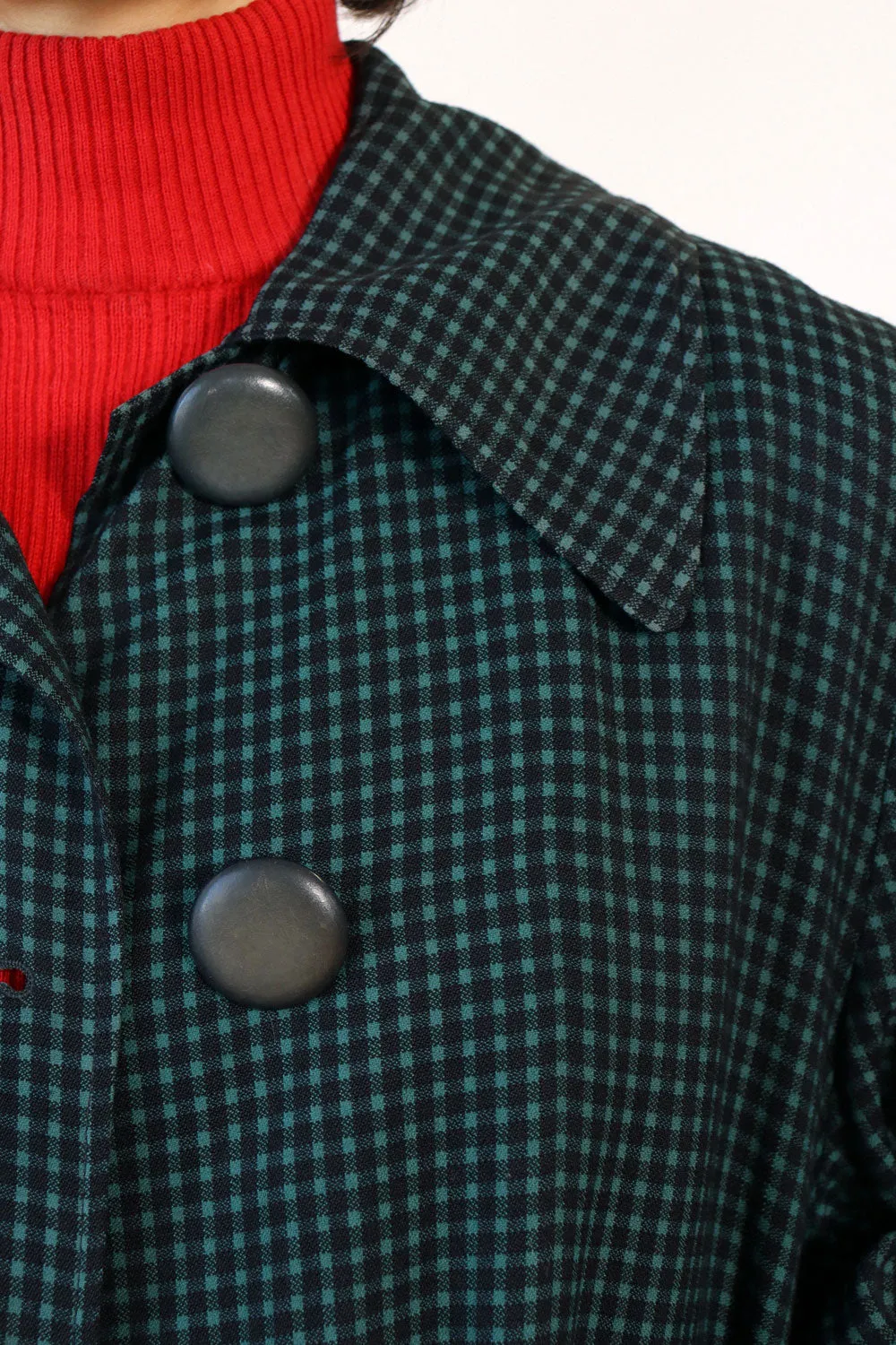 1940s Checkered Gabardine Jacket M/L