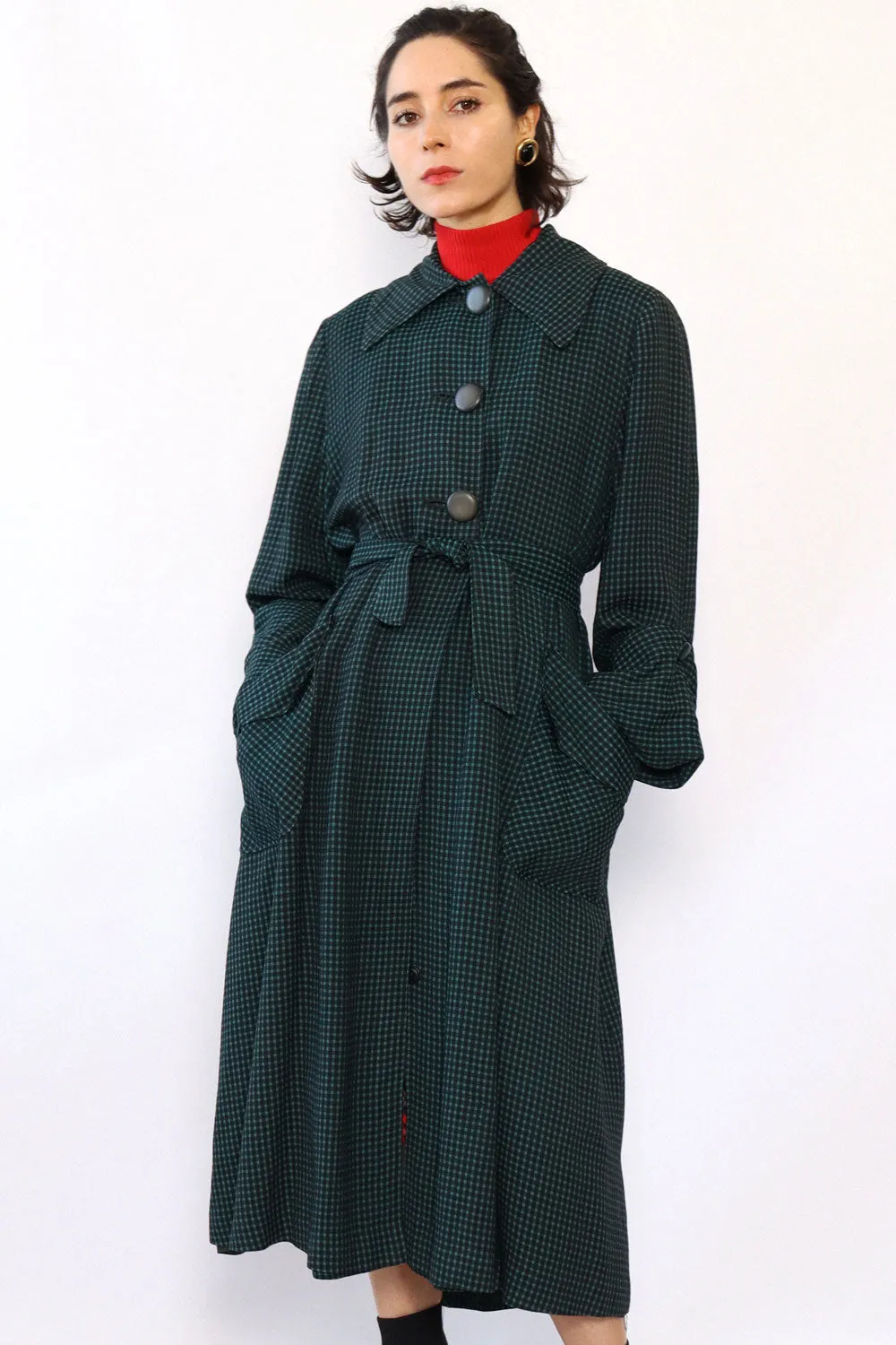 1940s Checkered Gabardine Jacket M/L