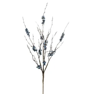 27.5" Snowy Navy Glitter Berry Spray