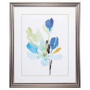 27" X 33" Gunmetal Gray Frame Delicate Blue Floral II