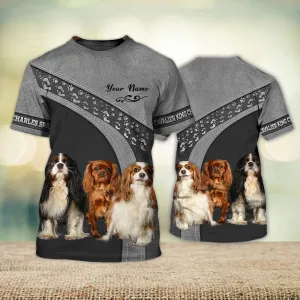 3D Dog T Shirts, Cavalier King Charles Spaniel Love All Over Print T-Shirt, Gift For Pet Loves