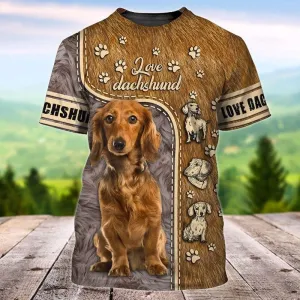 3D Dog T Shirts, Dachshund All Over Print T-Shirt, Gift For Pet Loves