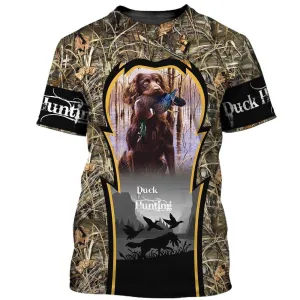 3D Dog T Shirts, Duck Hunting Dog Cute All Over Print T-Shirt, Gift For Pet Loves