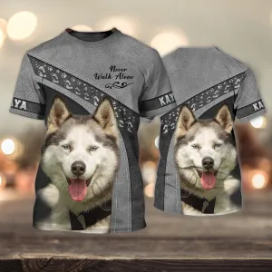 3D Dog T Shirts, Kaya Love Never Walk Alone All Over Print T-Shirt, Gift For Pet Loves