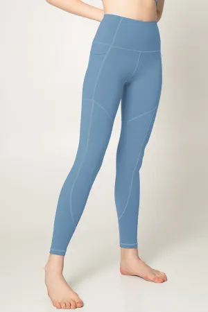 4 for $54 - Sky Blue Cassi Three Pockets Workout Leggings Yoga Pants - Women