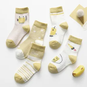 5-Pack Adorable Cartoon Summer Socks (3 Designs)