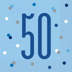 50 Blue & Silver Glitz Napkins