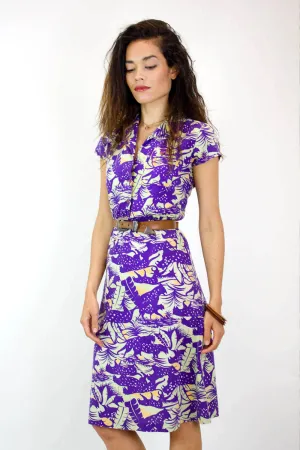 80s Night Jungle Cotton Dress S