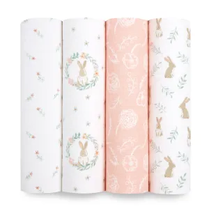 aden   anais Cotton Muslin Swaddles 4 pack Blushing Bunnies Pink