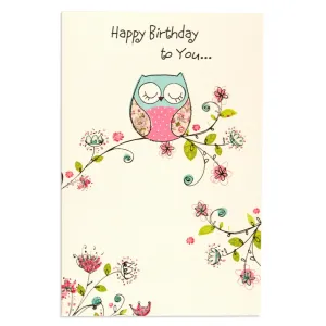 Adorable Cute Owl Birthday Card