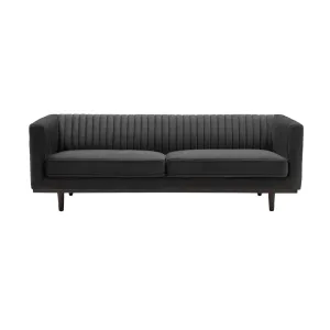 Agnes 82" Sofa - Black Velvet