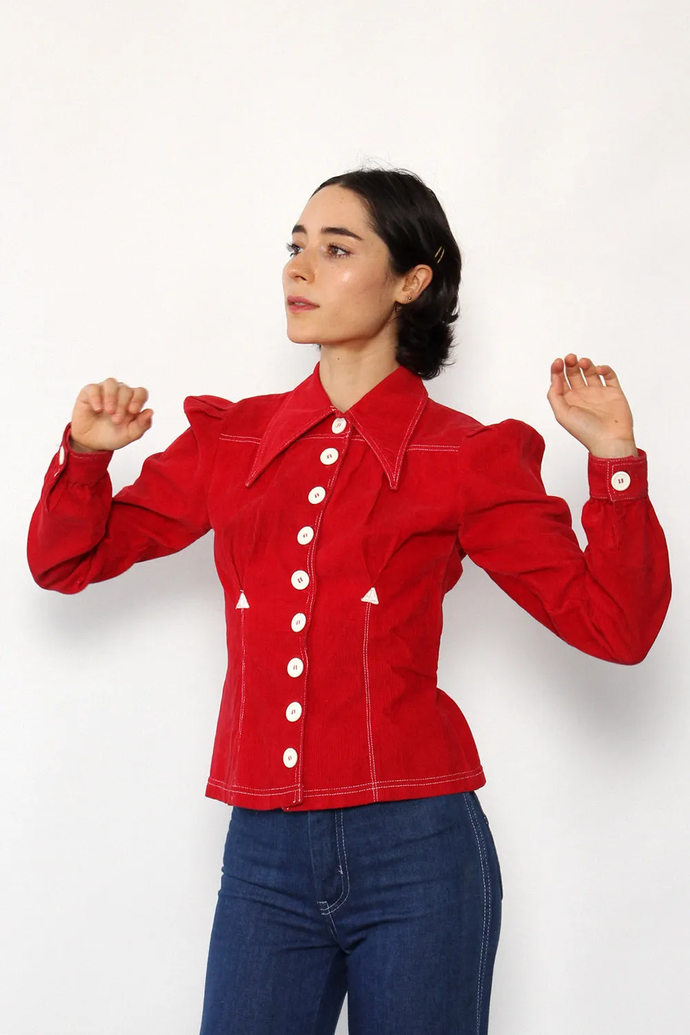 Alley Cat Red Corduroy Jacket XS/S