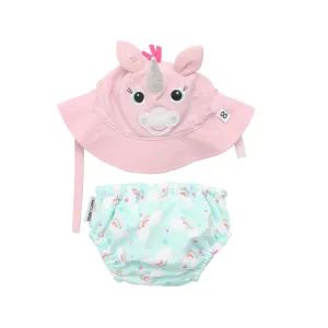 Alli the Alicorn Swim Diaper & Sun Hat Set