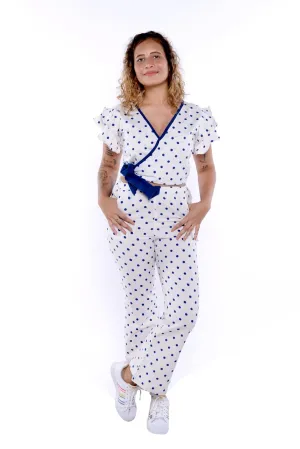 Amara Blue Polka Dot 2 Pc Handloom Cotton Co-Ord Set