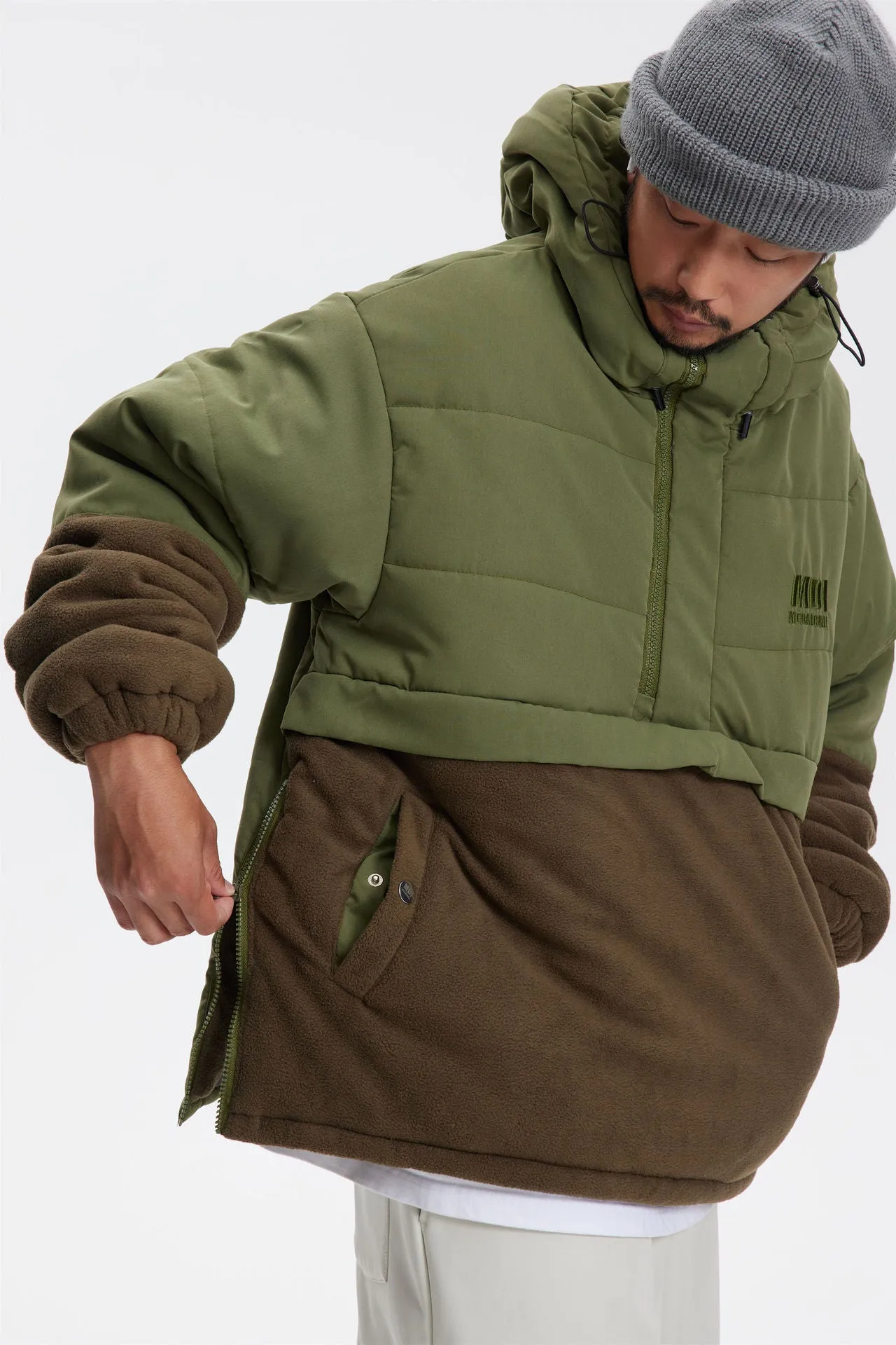 American Fleece Stitching Thickened Hooded Jacket