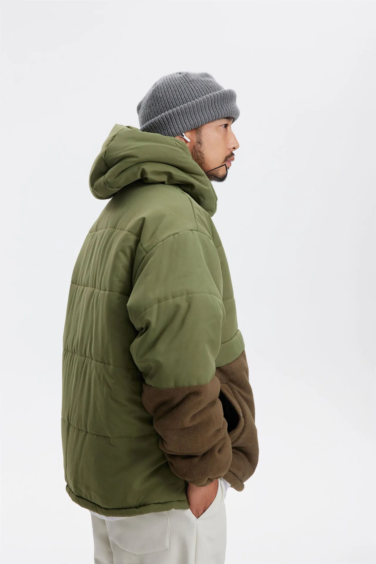 American Fleece Stitching Thickened Hooded Jacket