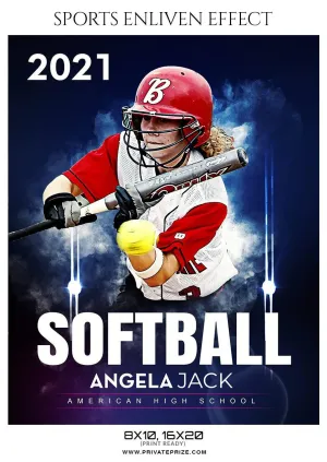 Angela jack - Softball Sports Enliven Effect Photography template