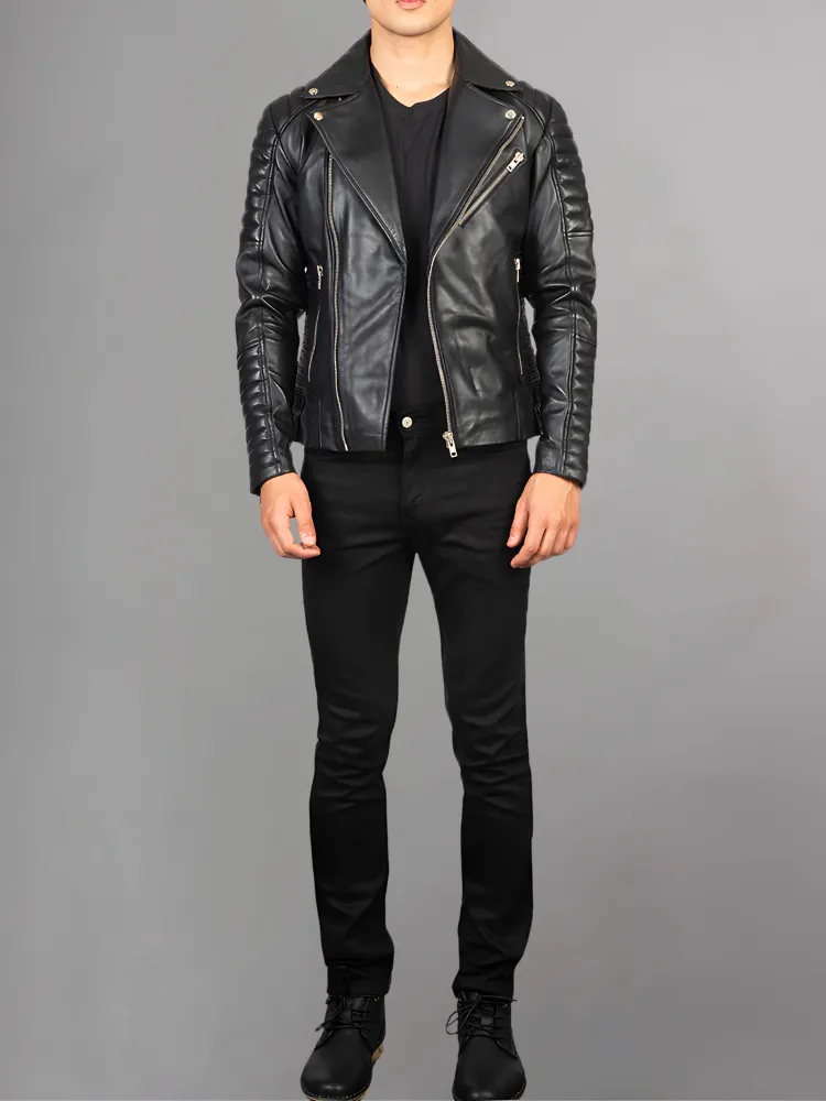 Armand Black Leather Biker Jacket