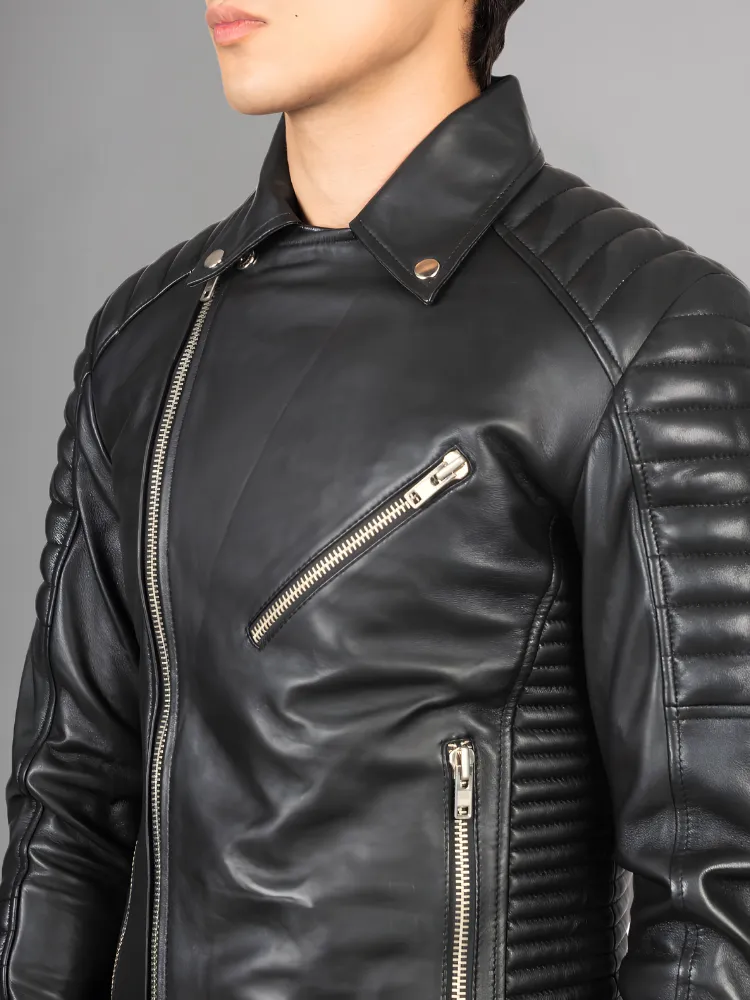 Armand Black Leather Biker Jacket