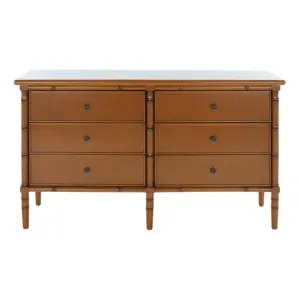 Bamboo Inspired Contemporary Dresser in Soft Brown Finish