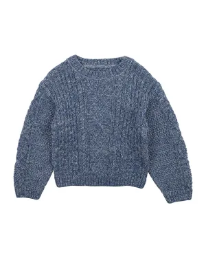 Bebe Blair Blue Cable Jumper - Blue/Grey (Size 000-5)