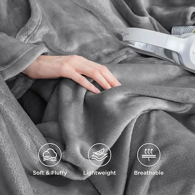 Bedsure Warmth Coverage Flannel Wearable Blanket