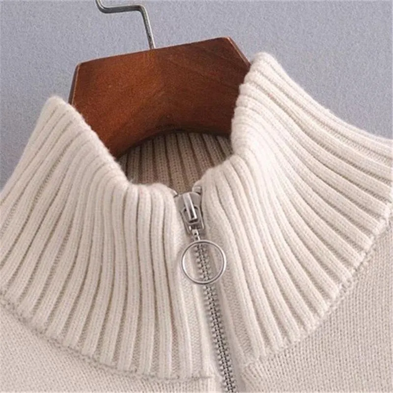 Beige Loose Striped Sweater