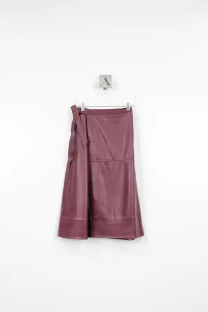 BIA VEGAN LEATHER MIDI WRAP SKIRT