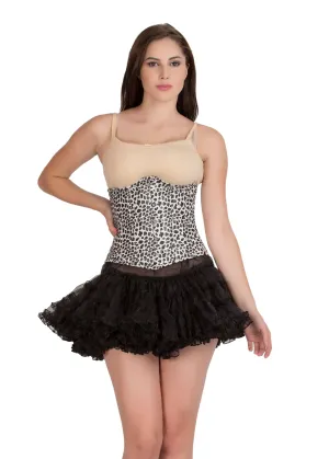 Black And White Faux Leather Animal Print Gothic Steampunk Waist Training Bustier Underbust Corset Top