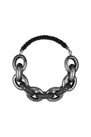 BLACK RHODIUM AND BLACK SPINEL THICK LINKS NECKLACE