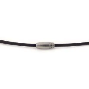 Black Rubber Necklace with Ellipsoidal Steel Bead