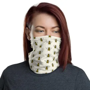 Black yellow bumble bees light color designer face mask covers, Neck Gaiter scarf, Hairband, headband, Balaclava Beanie, for girls and women