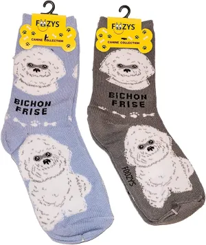 Blue Bichon Frise Socks