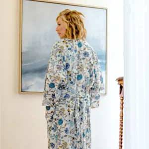 Blue Floral Cotton Kimono