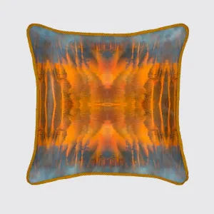Blue Orange Water Silk Cushion
