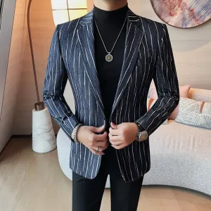 Blue Style Striped Men's Blazer