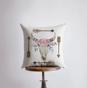 Boho Bull Skull and Arrows | Pillow Cover | Inspirational | Southwestern | Gift for Her | Arizona Gifts | Home Decor | Gift Idea