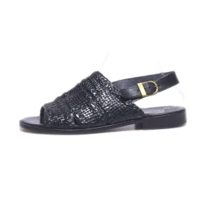 Boos Flat Sandals Leather Black Colour For Women