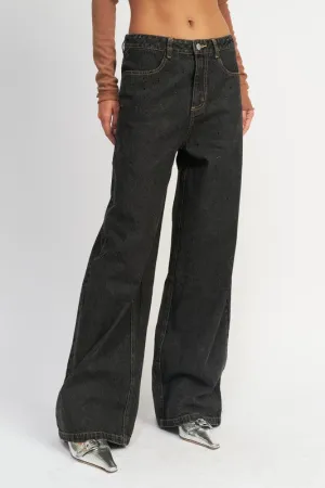Boyfriend Denim Pants with Contrasted Stitching