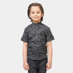 Boys Cotton Casual Shirt Dinosaurs | Grey